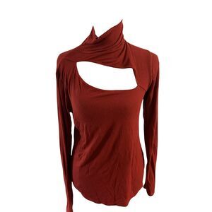 Michael Lauren Small Cade TurtleNeck Top with fine ribbed Jersey Knit Cute!